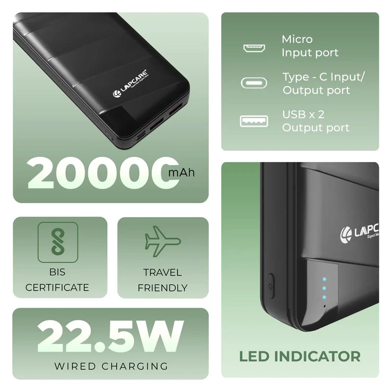 LAPCARE  Blaze Pro 22.5W Fast Charging | 20000mAh Power Bank`